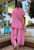Sandbar Linen Blend Drape Front Cap Sleeve Gilet Indian Pink